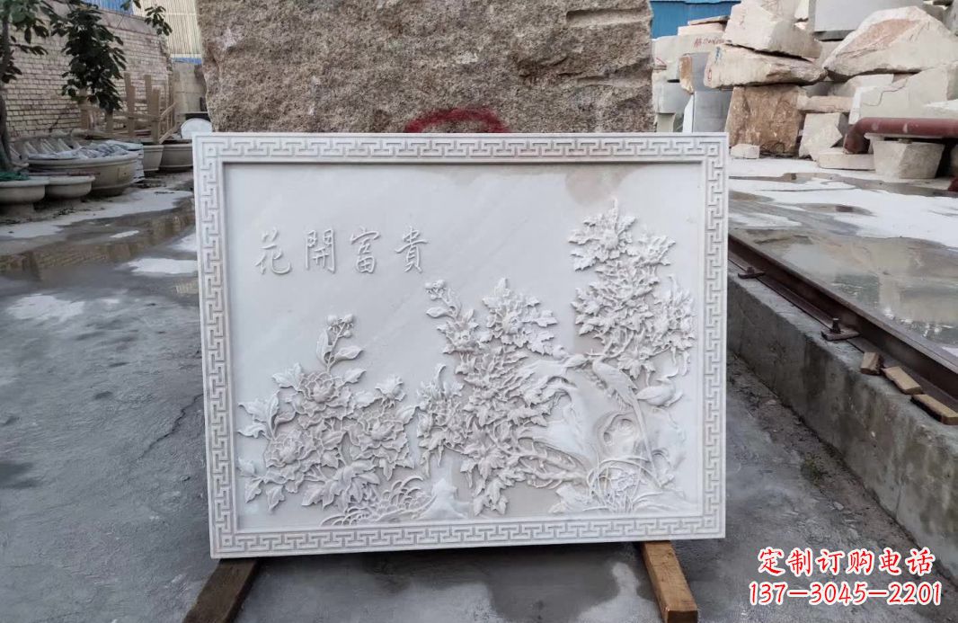 大同花开富贵石雕影壁,让你独享完美的装饰艺术