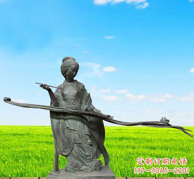 大同画画的古代美女铜雕