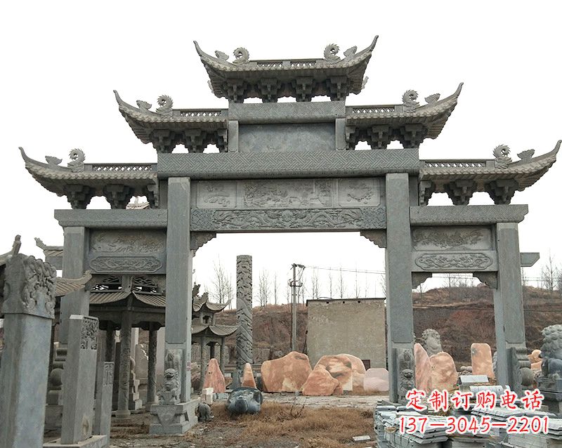大同黄冈石雕牌坊--专业定制牌坊雕塑