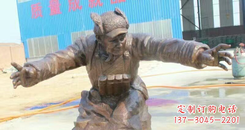 大同荣耀时刻，纪念经典——黄继光校园英雄人物铜雕