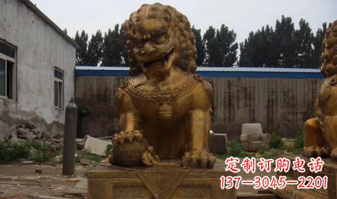 大同黄铜踩球故宫狮子铜雕