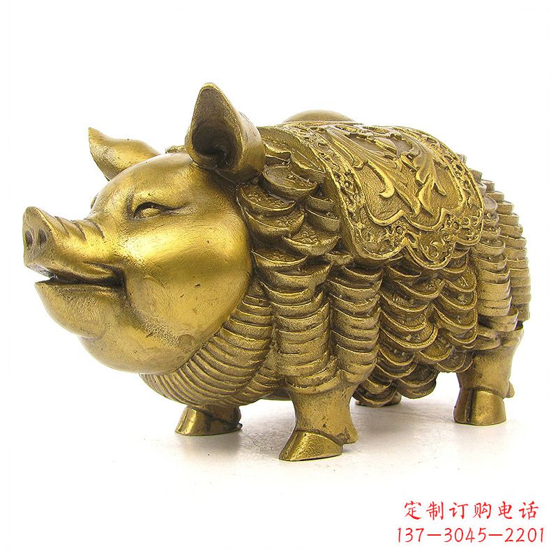 大同欢迎招财猪，用黄铜打造新年祝福