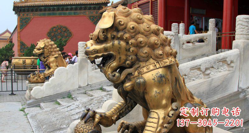 大同黄铜狮子故宫狮雕塑，高端定制艺术品