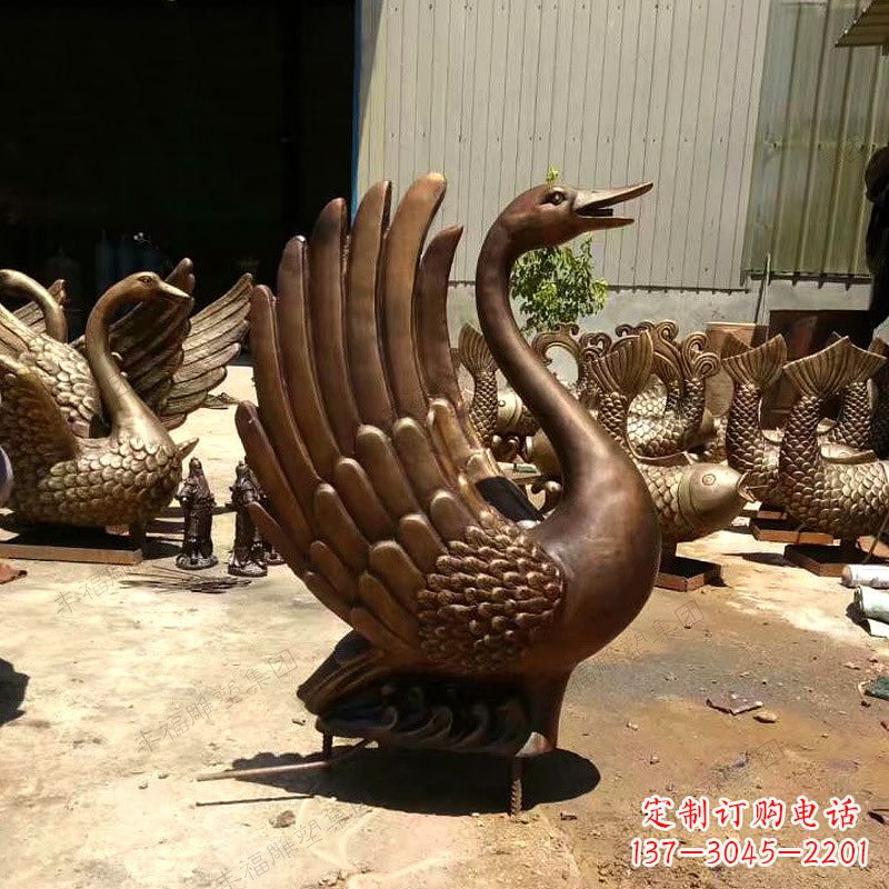 大同精美黄铜天鹅雕塑中领雕塑的精美黄铜天鹅雕…
