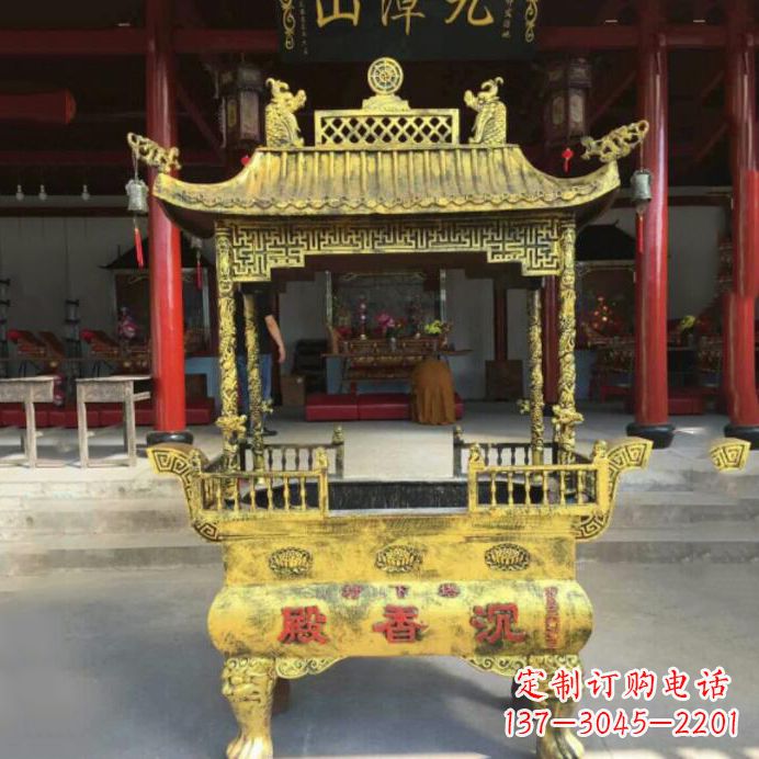大同艺术之美,黄铜香炉雕塑