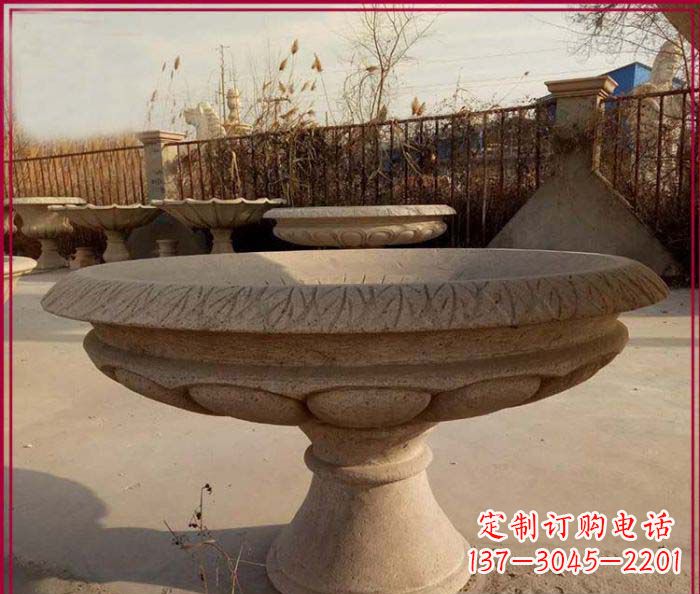 大同黄锈石花盆雕塑，让花园更加美丽