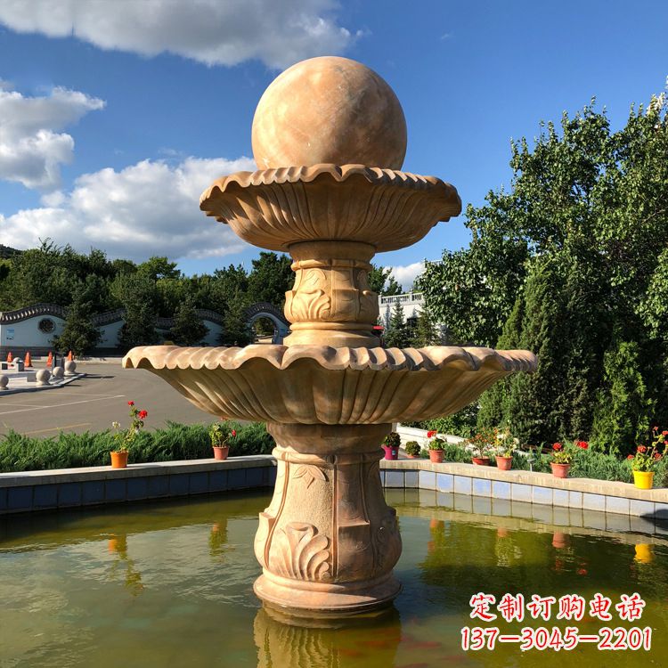 大同经典黄锈石喷泉装饰雕塑
