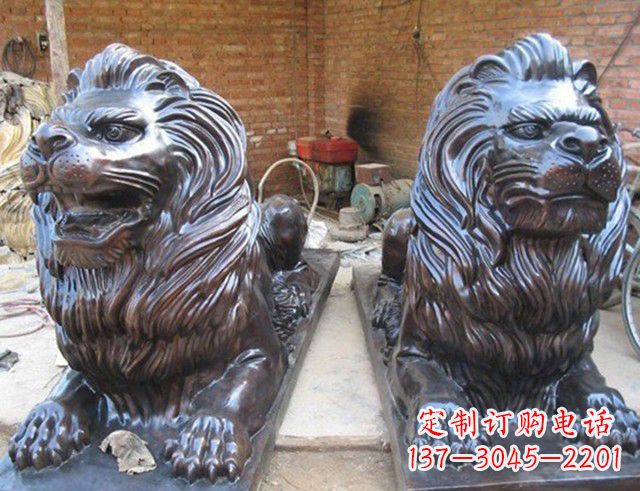 大同汇丰狮子铜雕塑是由中领雕塑制作的一款狮子…