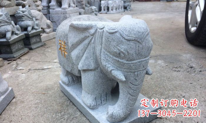 大同中领雕塑-大象门口石雕