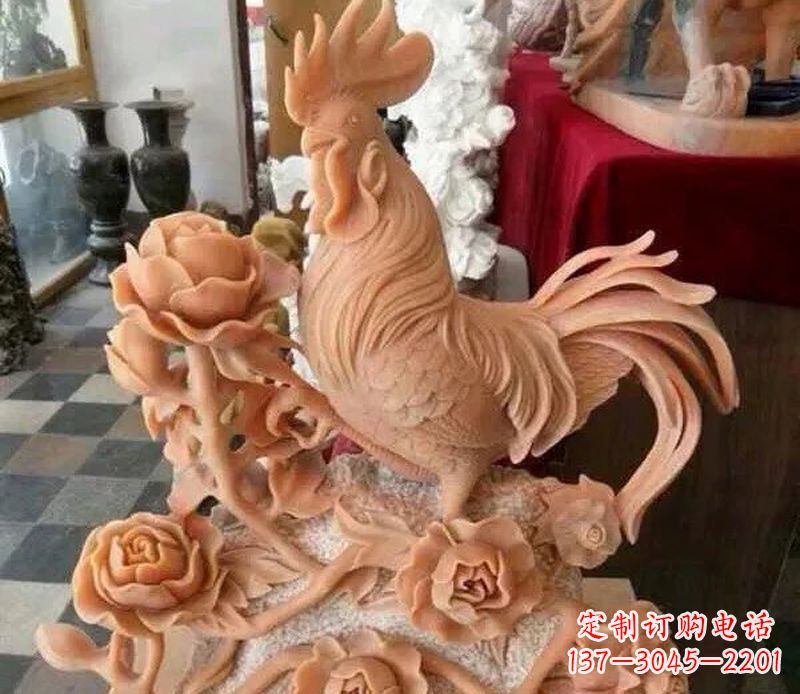 大同国家元素:吉祥如意公鸡石雕