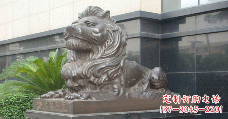 大同交通银行门口西洋狮子铜雕