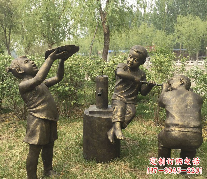 大同艺术熊孩子,活泼可爱的儿童雕塑