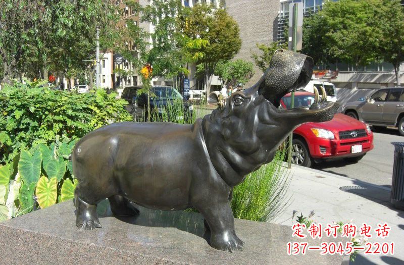 大同街边河马铜雕