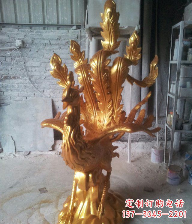 大同金凤凰玻璃钢仿铜动物雕塑