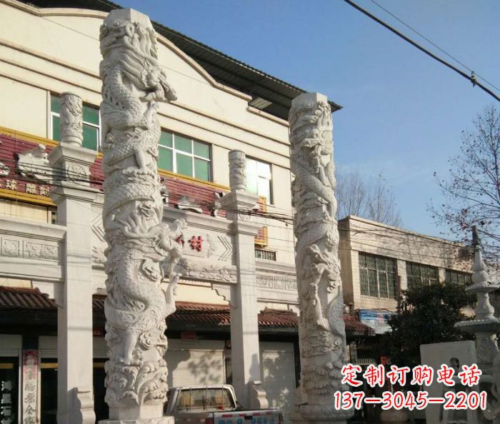 大同景区大理石龙柱石雕 (2)
