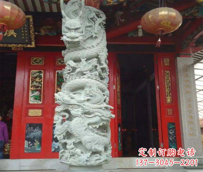 大同景区大理石龙柱石雕