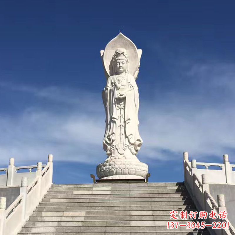 大同景区广场大型三面观音石雕景观雕塑