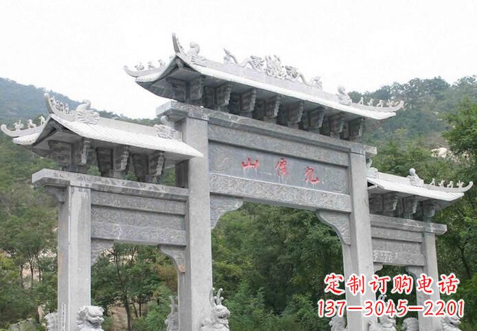 大同三门仿古牌坊石雕,精美绝伦