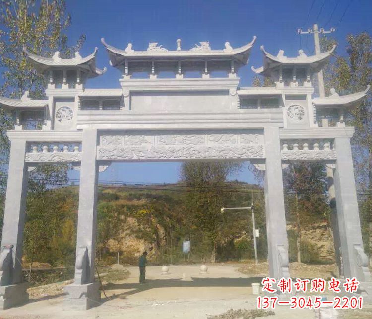大同景区三门仿古石牌坊石雕