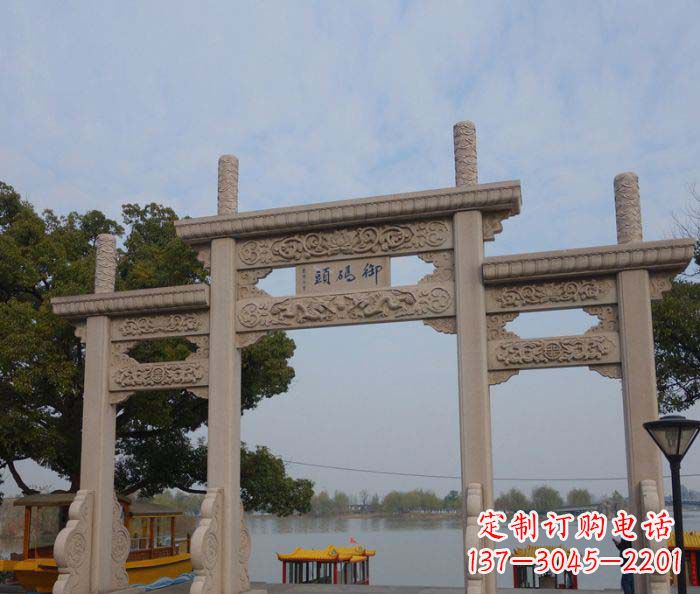 大同景区三门古典牌坊石雕