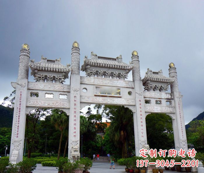 大同景区三门牌坊石雕_1
