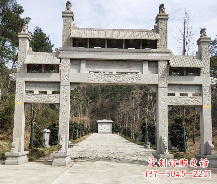 大同景区三门牌坊石雕_1 (3)