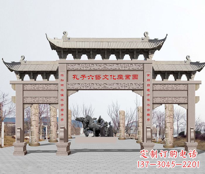 大同景区三门石雕牌坊-高质美观可靠的雕塑装置