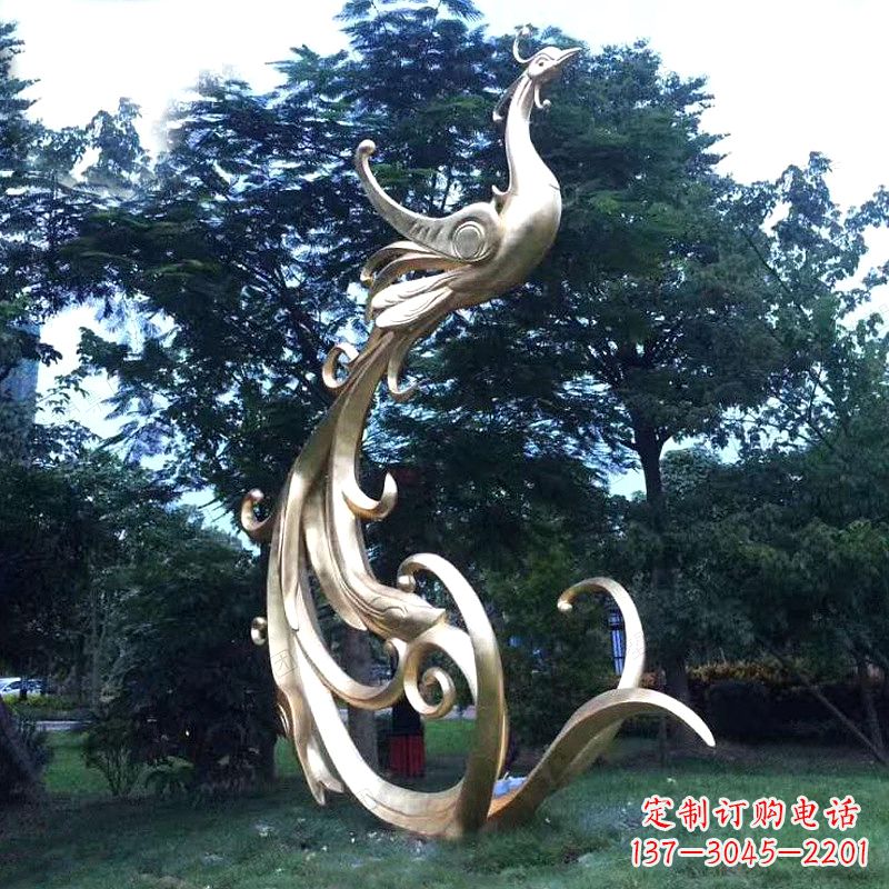 大同精美镜面不锈钢凤凰雕塑