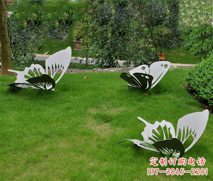 大同镜面不锈钢蝴蝶公园草坪动物雕塑摆件