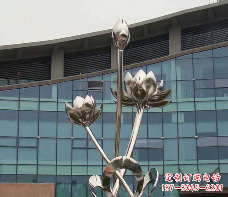 大同优质镜面不锈钢荷花塑像