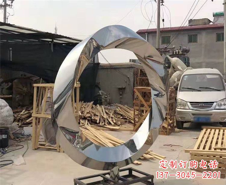 大同镜面不锈钢几何圆环雕塑,经典永恒之美