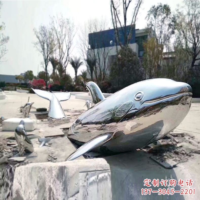 大同奇特美观的镜面不锈钢鲸鱼雕塑