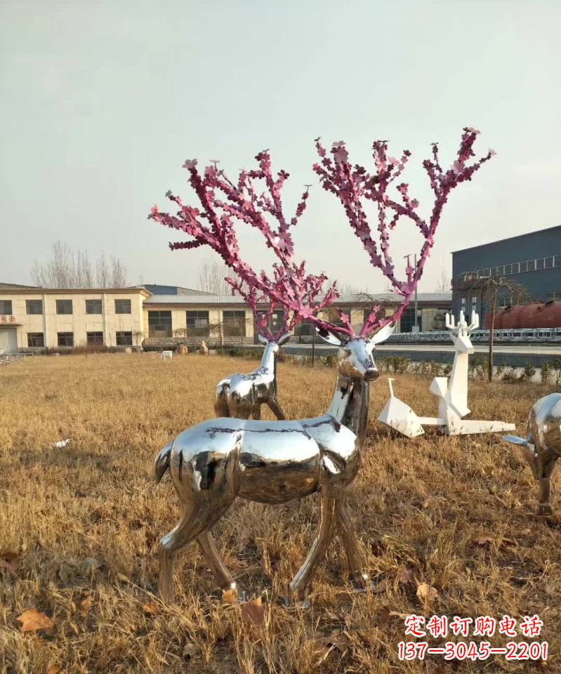 大同镜面不锈钢梅花鹿雕塑,一款极致的雕塑体验