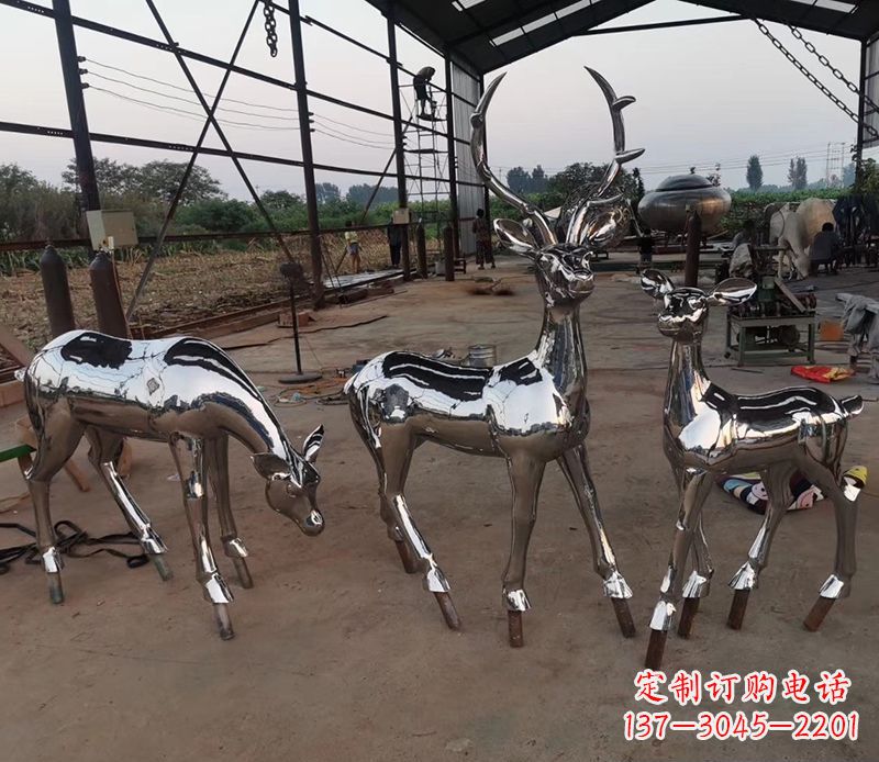 大同赏心悦目的不锈钢小鹿雕塑