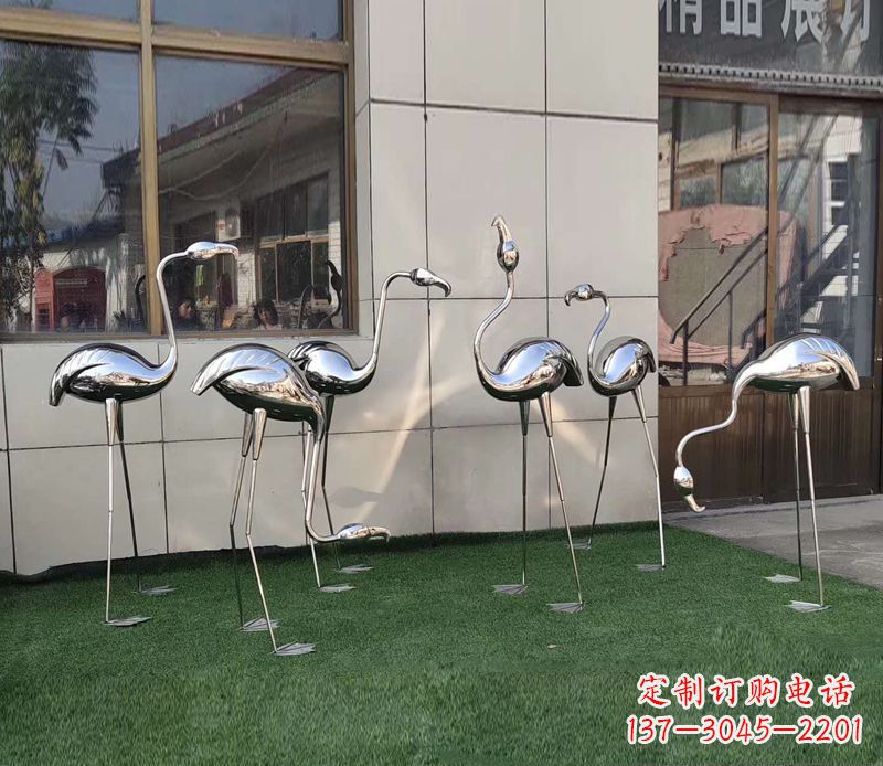 大同优雅古典的镜面不锈钢仙鹤雕塑