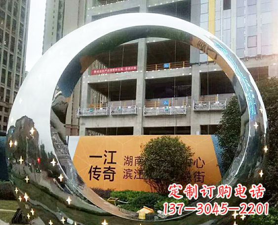 大同镜面不锈钢圆环景观雕塑