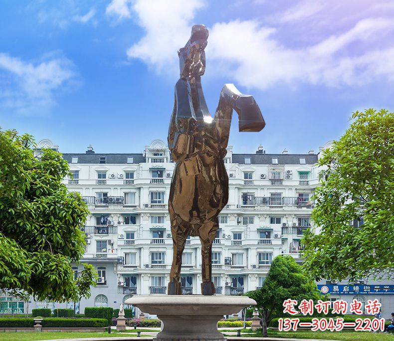 大同镜面城市经典不锈钢奔马塑像