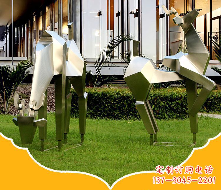 大同镜面福鹿不锈钢雕塑
