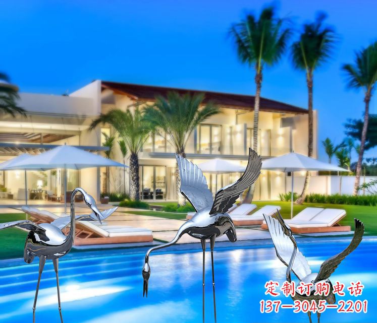大同高端不锈钢丹顶鹤雕塑
