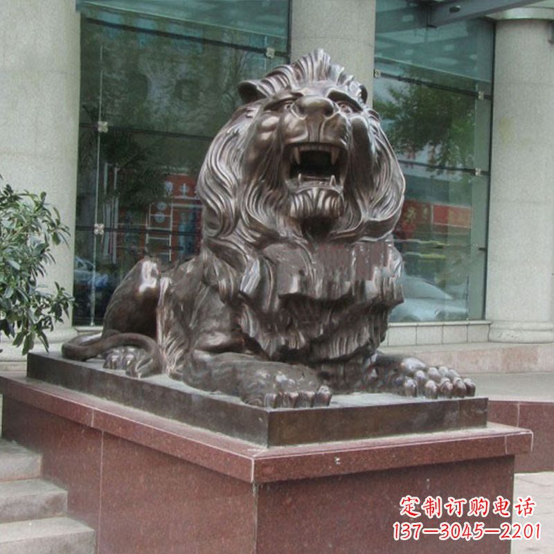 大同酒店门口看门港币狮子铜雕塑