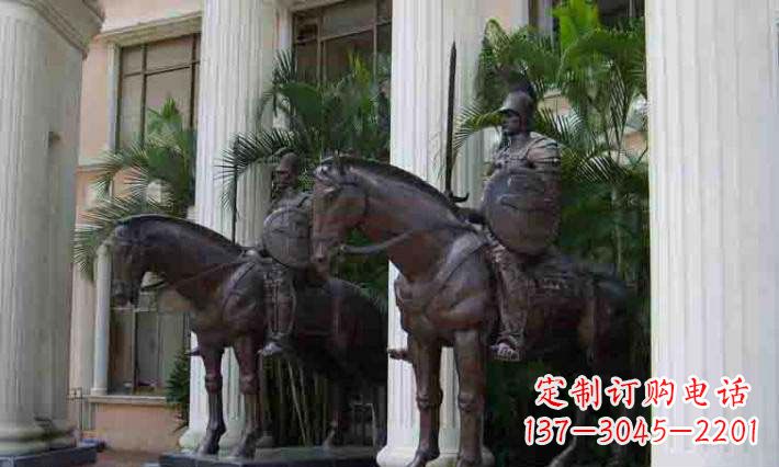 大同酒店门口骑马的罗马士兵人物铜雕