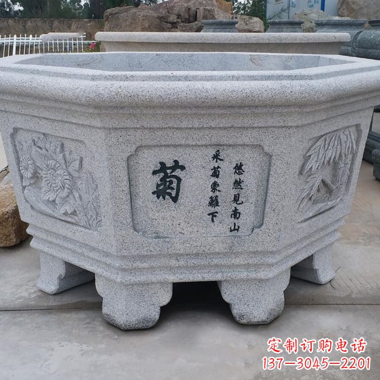 大同精美砂岩花盆雕塑,点缀精致家居