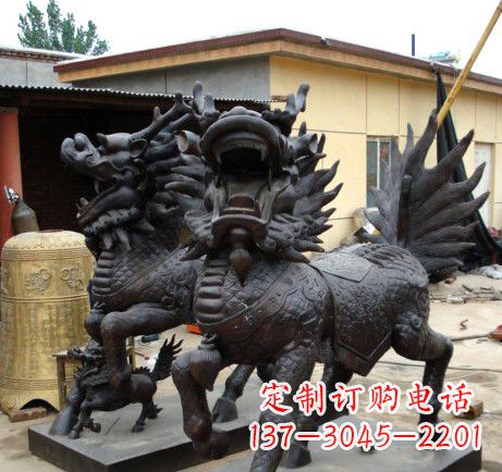 大同精致、象征意义高的聚财铜麒麟雕塑