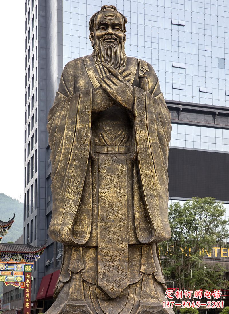大同孔丘古代名人铜雕