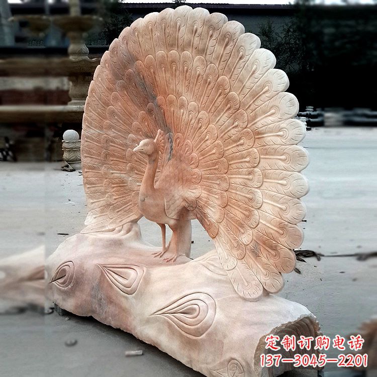 大同艺术精美的孔雀石红雕塑