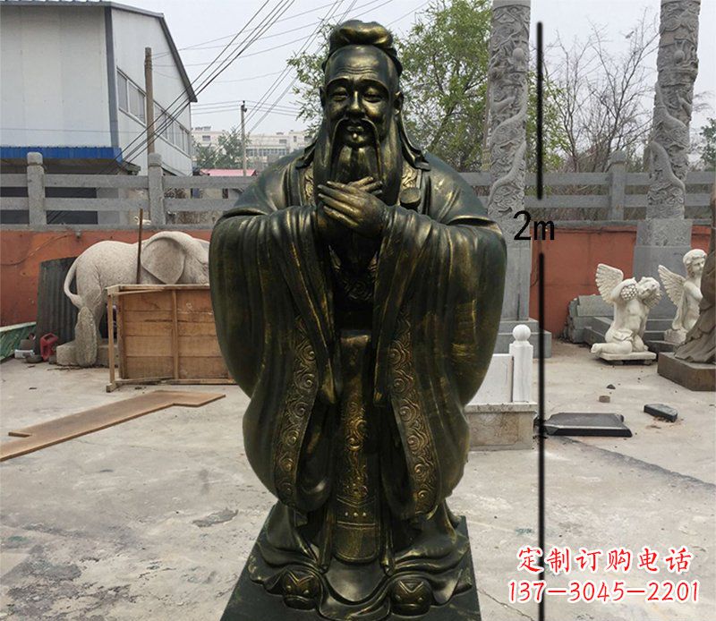 大同荣誉传承,孔子铜雕精美艺术品