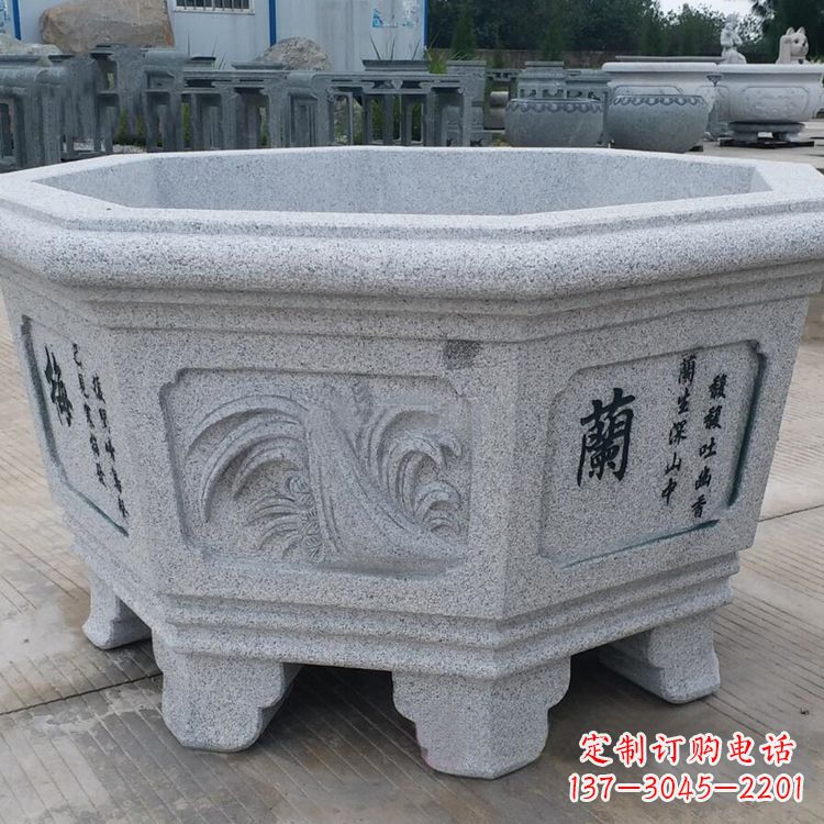 大同兰花-中式砂岩花盆雕塑