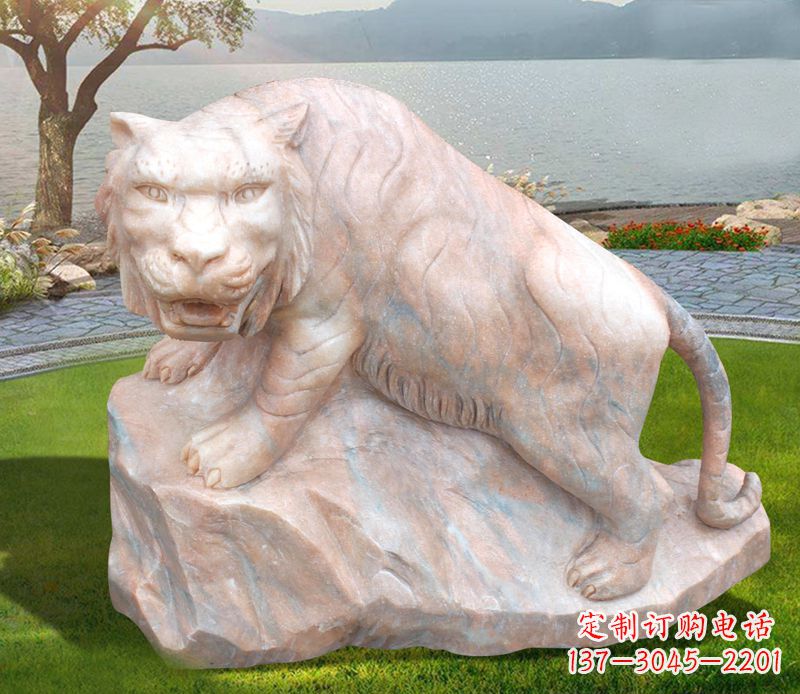 大同金灿灿的老虎石雕公园动物摆件