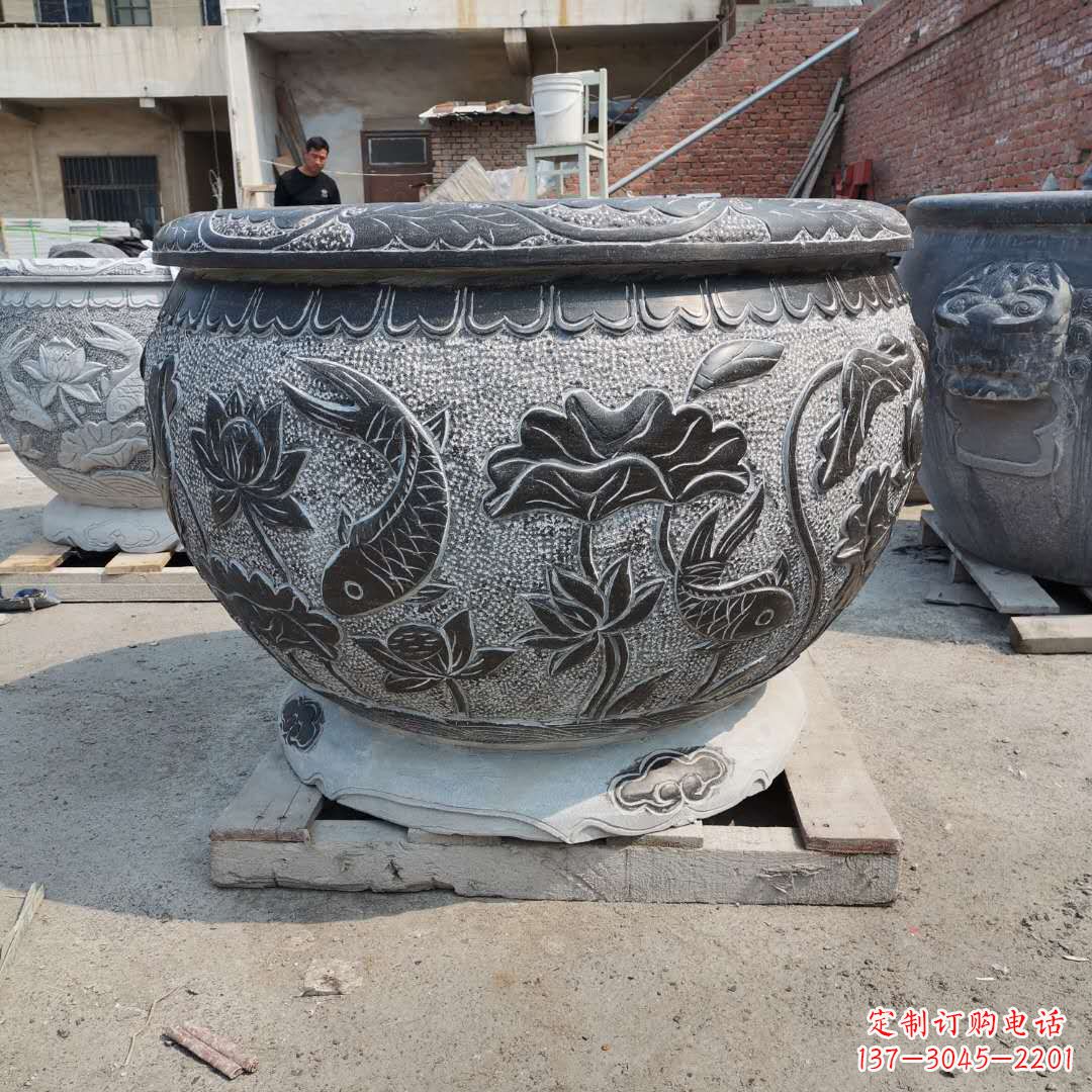 大同老青石园林石雕水缸