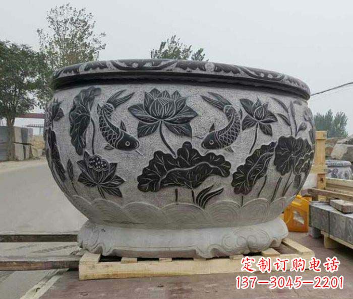 大同中领雕塑出品,精致仿古圆水缸雕塑